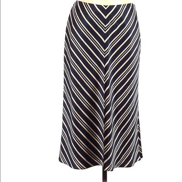 Banana Republic Long Blue Tan Striped Silk Skirt